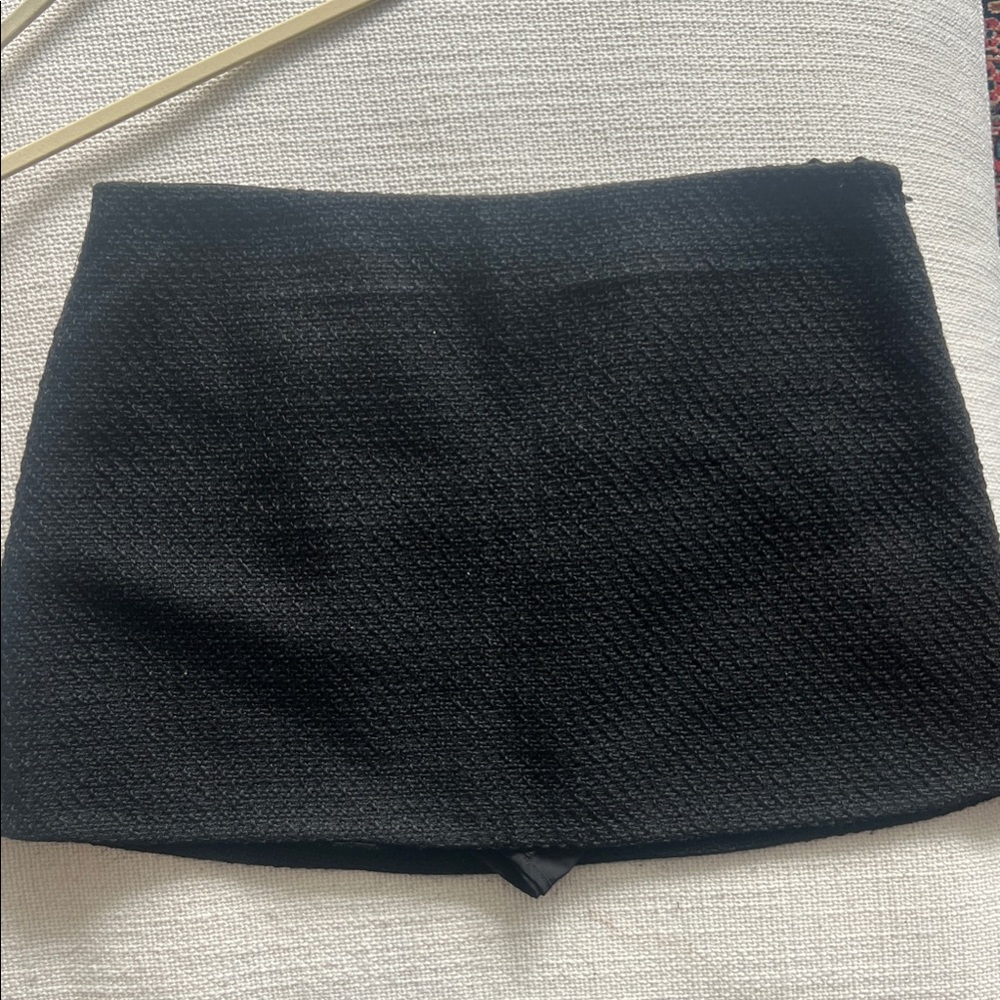 Black Textured Mini Skort